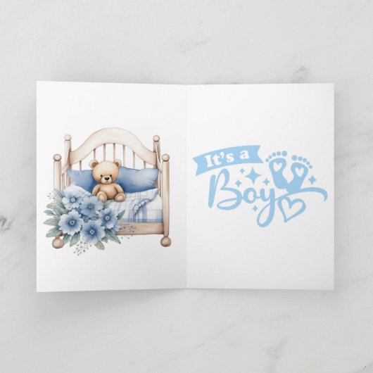 Gender Reveal Card – It’s a Boy! カード (内部)