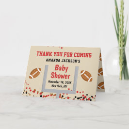 Gender Reveal Football Baby Boy Shower Photo サンキューカード