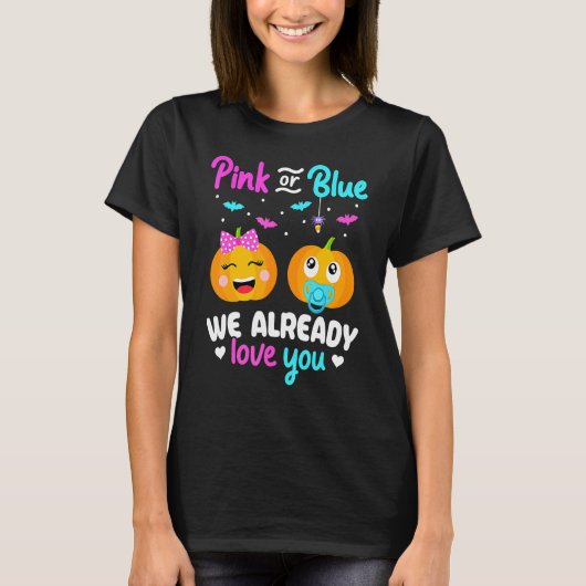 Gender Reveal Halloween Pregnancy Announcement Pin Tシャツ (正面)