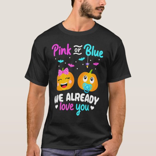 Gender Reveal Halloween Pregnancy Announcement Pin Tシャツ (正面)
