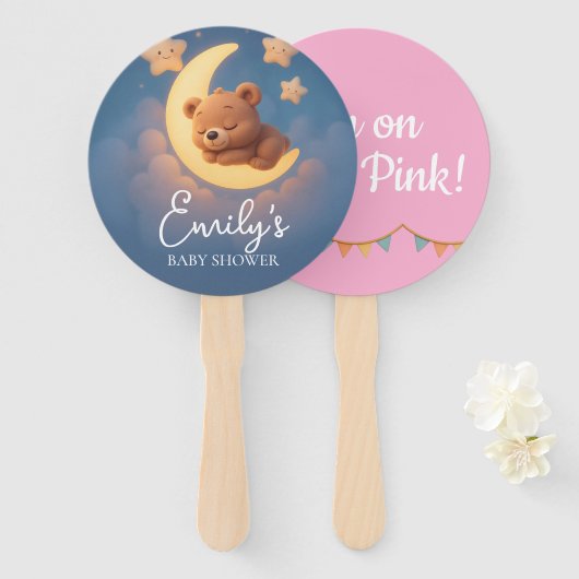 Gender Reveal Hand Fan, Teddy Bear. It’s a Girl ハンドファン (正面&裏面)