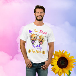 Gender Reveal He Or Her Daddy to Bee ユニセックス White Tシャツ