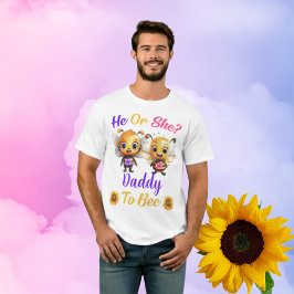 Gender Reveal He Or Her Daddy to Bee ユニセックス White Tシャツ
