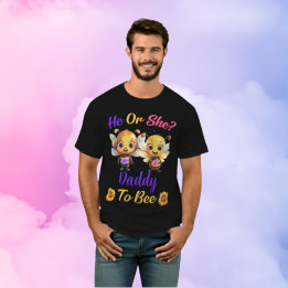 Gender Reveal He or Her Daddy to Bee Black Tシャツ
