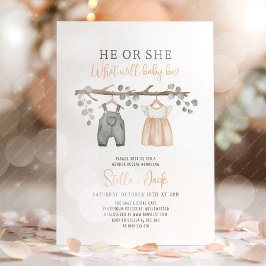 Gender Reveal He or She Clothesline  招待状
