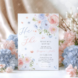 Gender Reveal He or She Pink Blue Invitation 招待状