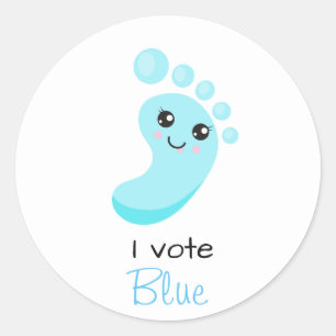 Gender Reveal I Vote Blue Boy Baby Shower ラウンドシール