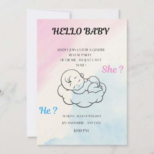 Gender reveal invitation  招待状 (正面)