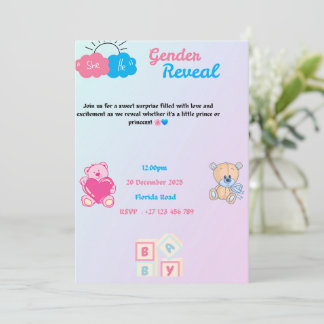 Gender reveal invitation  招待状