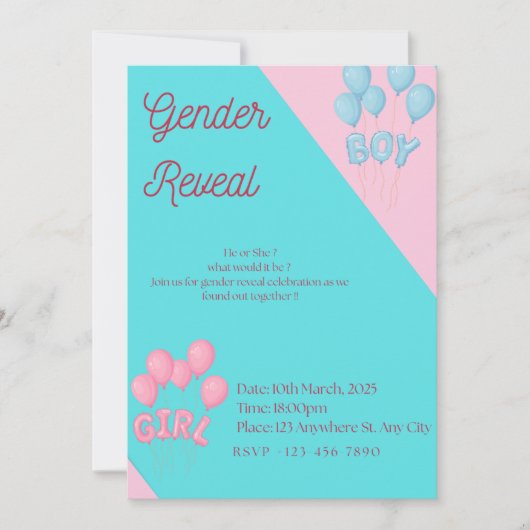 Gender reveal invitation 招待状 (正面)