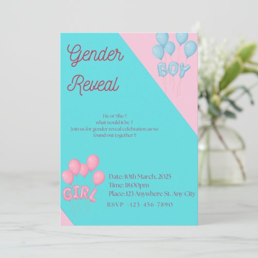 Gender reveal invitation  招待状 (スタンド正面)