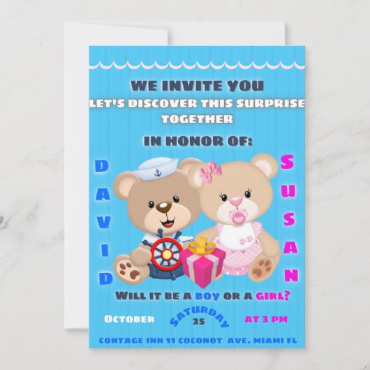 gender reveal invitation 招待状 (正面)