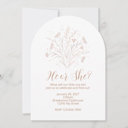 Gender Reveal Invitation - Boho Floral Arch 招待状 (正面)