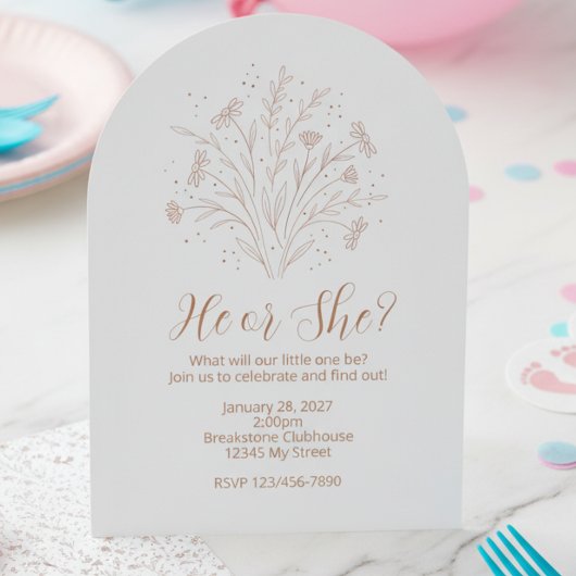 Gender Reveal Invitation - Boho Floral Arch 招待状