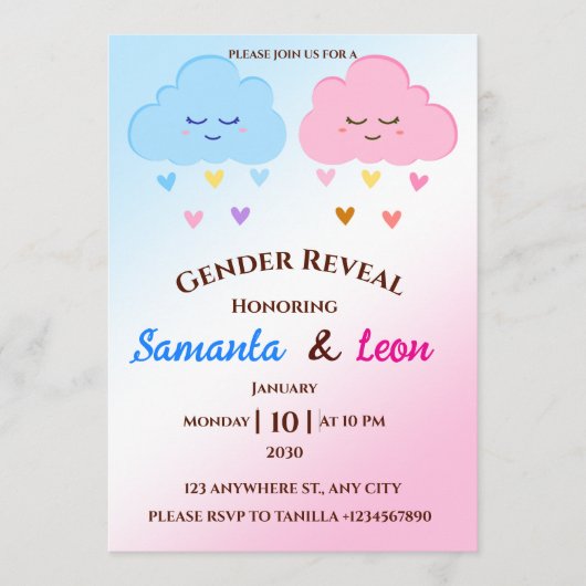 Gender Reveal Invitation Card 招待状 (正面)