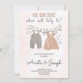 Gender Reveal Invitation card on marble surface  招待状 (正面)