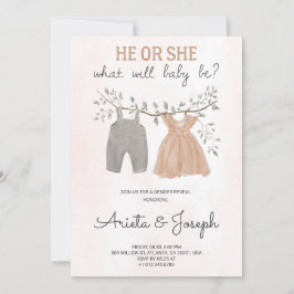 Gender Reveal Invitation card on marble surface  招待状