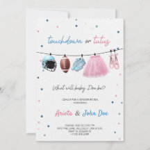Gender Reveal Invitation card with a football,tutu