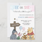 Gender reveal invitation card with joyful imagery 招待状 (正面)