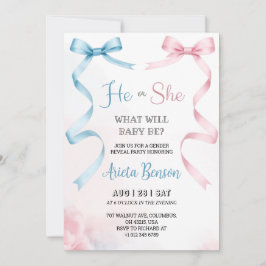 gender reveal invitation card with pink Invitation 招待状