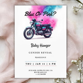 Gender reveal Invitation with a motorcycle 招待状