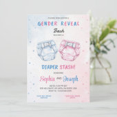 Gender reveal invitation with "Bash" and "Diaper 招待状 (スタンド正面)
