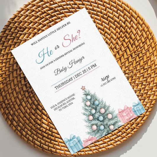 Gender Reveal Invitation with festive theme 招待状