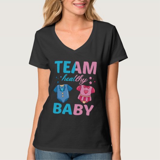 Gender Reveal Of Team Healthy Baby Party Supplies Tシャツ (正面)