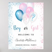 Gender reveal party boy girl blue pink glitter ポスター (正面)