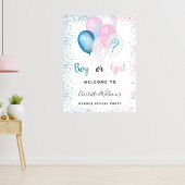 Gender reveal party boy girl blue pink glitter ポスター