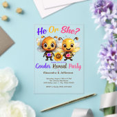 Gender Reveal Party He or She Baby Bee Shower アクリル招待状 (インサイチュ (ウェディング))