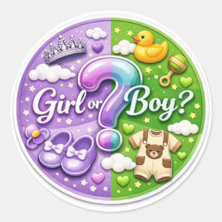 Gender Reveal Party Sticker – Girl or Boy? ラウンドシール