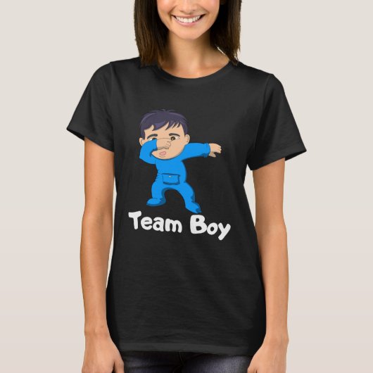 Gender Reveal Party Team Boy Dabbing Asian Baby Tシャツ (正面)