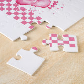 Gender Reveal Pink and Blue Bows and Tires ジグソーパズル (側面)