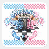 Gender Reveal Pink and Blue Bows and Tires スクエアシール (正面)