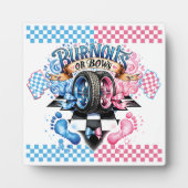 Gender Reveal Pink and Blue Bows and Tires フォトプラーク (正面)