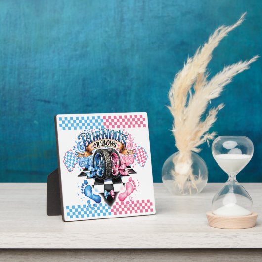 Gender Reveal Pink and Blue Bows and Tires フォトプラーク (インサイチュ)