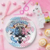 Gender Reveal Pink and Blue Bows and Tires ペーパープレート (パーティー)