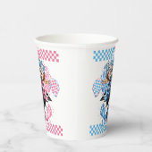 Gender Reveal Pink and Blue Bows and Tires 紙コップ (右)