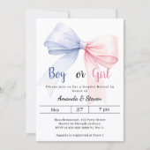 Gender reveal pink blue bow boy girl 招待状 (正面)