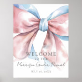 Gender Reveal Pink Blue Bow Welcome Sign ポスター (正面)