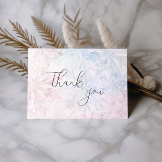 Gender Reveal Pink Blue Snowflake Thank You サンキューカード