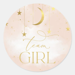 Gender Reveal Stecler、Team Girl赤面Pink ラウンドシール