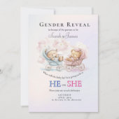 Gender Reveal Stroller Teddies Invitation 招待状 (正面)