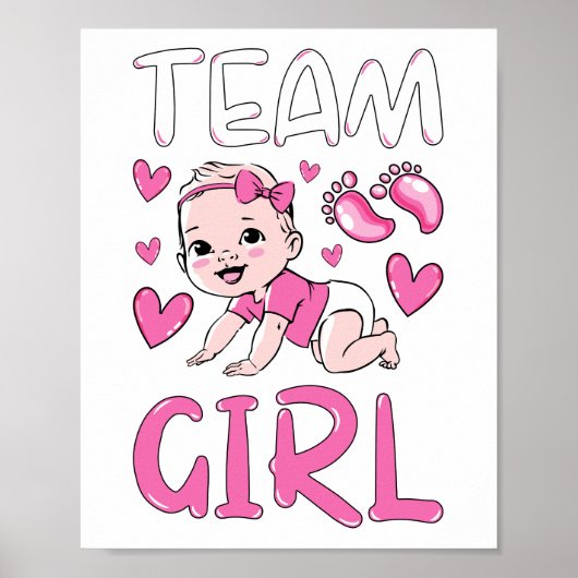 Gender Reveal Team Girl Party Set ポスター (正面)