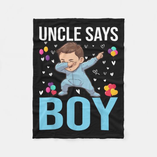 Gender Reveal Uncle Says Boy Matching Family Baby フリースブランケット (正面)