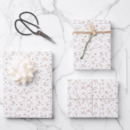 Gender Reveal Wrapping Paper - Boho Floral ラッピングペーパーシート (正面)