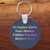 Genderfaeプライド – 出生地：地球。人種：人間 キーホルダー (正面)