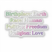 Genderfaeプライド – 出生地:地球。人種:人間 シール (正面)