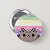Genderfae LGBTプライド国旗の猫ボタン 缶バッジ (正面&裏面)